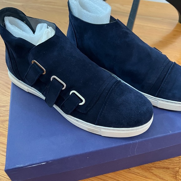 NEW!!!  Stuart Weiztman Blue Suede Speedwalk Sneakers - Picture 3 of 7